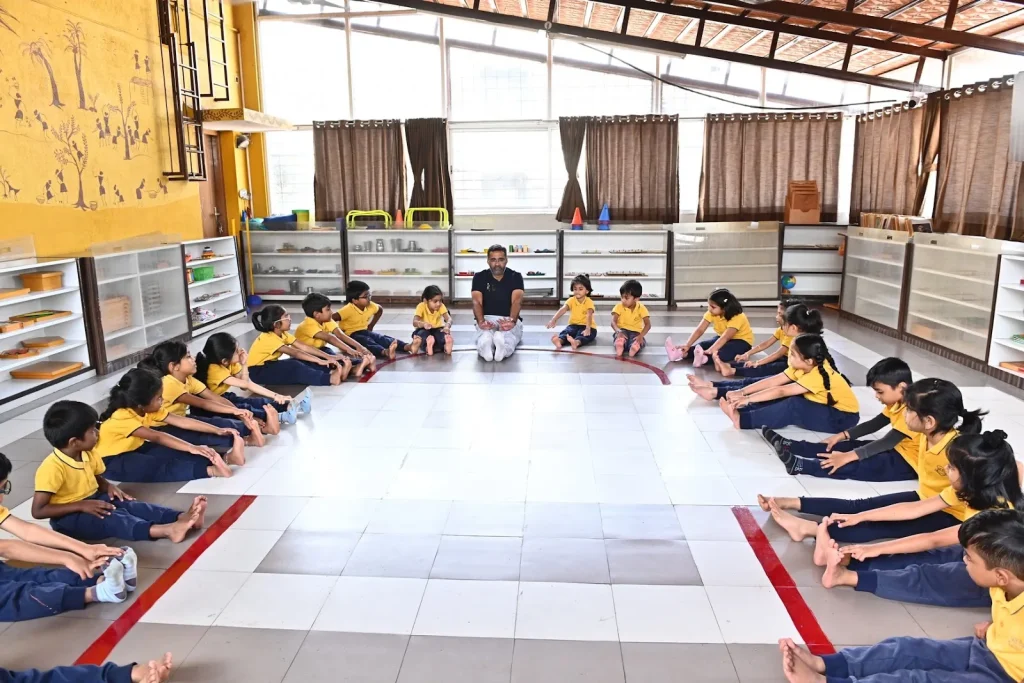 Children in Montessori circle time at ACE Montessori, Padmanabhanagar and Jayanagar, Bangalore