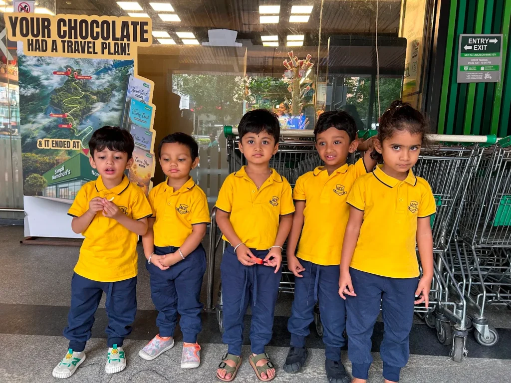 Children on a supermarket trip at ACE Montessori, Padmanabhanagar and Jayanagar, Bangalore