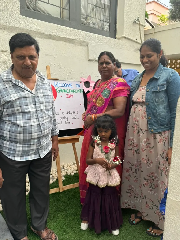 Family at grandparents day at ACE Montessori, Padmanabhanagar and Jayanagar, Bangalore