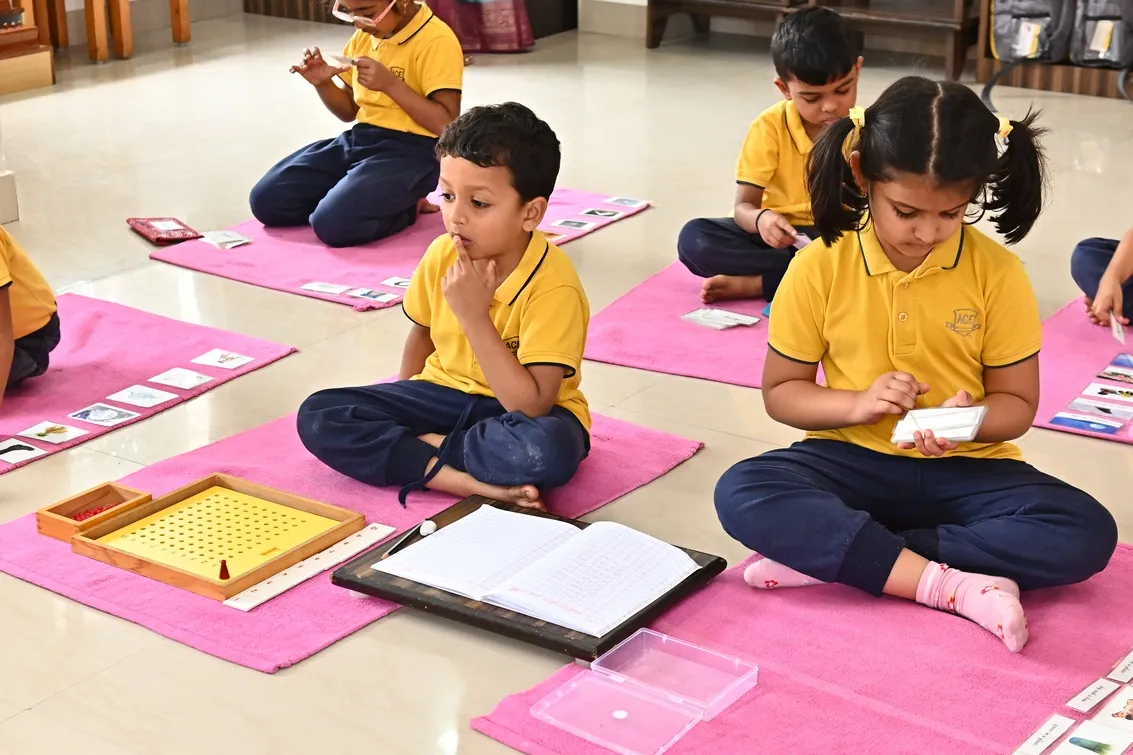 Children doing Montessori work at ACE Montessori, Padmanabhanagar and Jayanagar, Bangalore