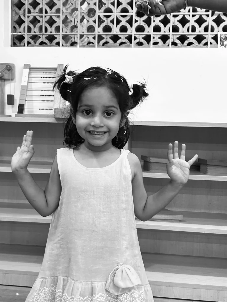 Smiling child at school at ACE Montessori, Padmanabhanagar and Jayanagar, Bangalore