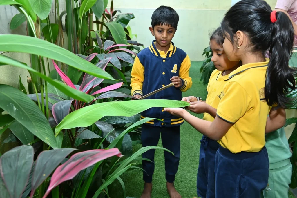 Children in the garden at Day Care, ACE Montessori Padmanabhanagar